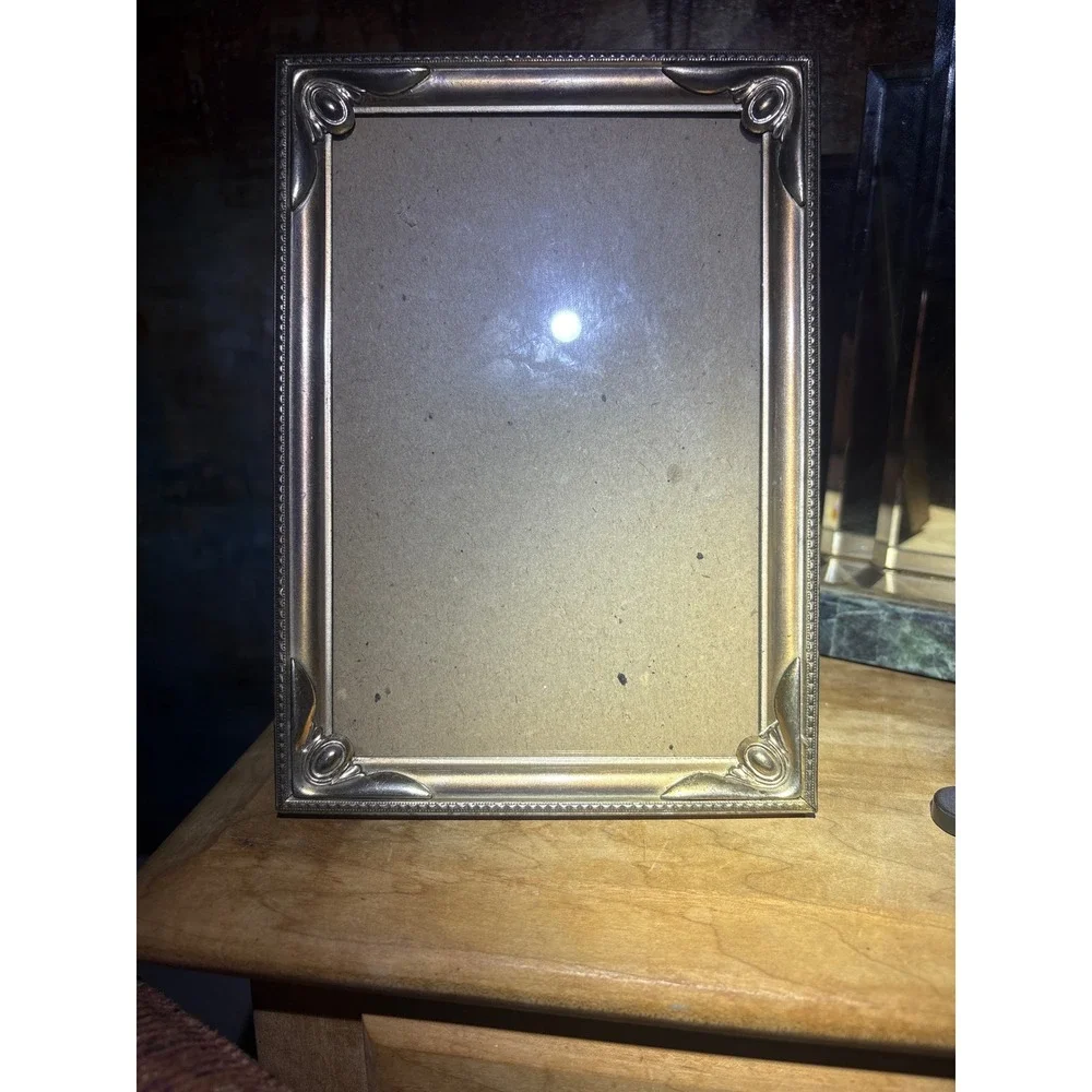 Vintage Silver Ornate Metal Picture Frame 5x7 Scroll Corner Burgundy Velvet Back